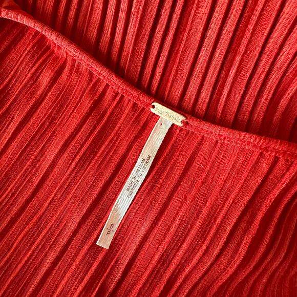 NWOT Red Free People Can't Help It Pleated Mini Dress - Picture 4 of 7